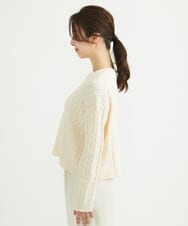 F1FAV01120 MK MICHEL KLEIN(小さいサイズ)(メゾン ドゥ サンク) 【小さいサイズ】ケーブル編みニットプルオーバー/洗える オレンジ