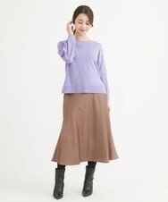 F1FAV01140 MK MICHEL KLEIN(小さいサイズ)(メゾン ドゥ サンク) 【小さいサイズ】ボートネックパフスリーブニット/洗える オレンジ