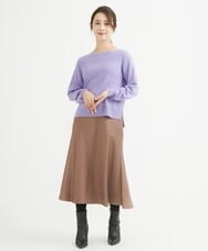 F1FAV01140 MK MICHEL KLEIN(小さいサイズ)(メゾン ドゥ サンク) 【小さいサイズ】ボートネックパフスリーブニット/洗える オレンジ