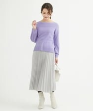 F1FAV01140 MK MICHEL KLEIN(小さいサイズ)(メゾン ドゥ サンク) 【小さいサイズ】ボートネックパフスリーブニット/洗える オレンジ