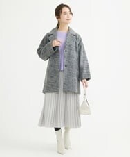 F1FAV01140 MK MICHEL KLEIN(小さいサイズ)(メゾン ドゥ サンク) 【小さいサイズ】ボートネックパフスリーブニット/洗える オレンジ