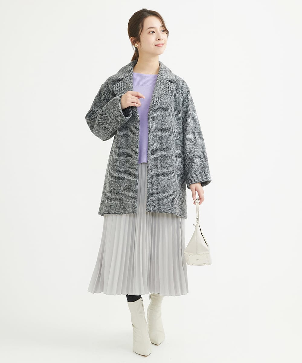 F1FAV01140 MK MICHEL KLEIN(小さいサイズ)(メゾン ドゥ サンク) 【小さいサイズ】ボートネックパフスリーブニット/洗える オレンジ