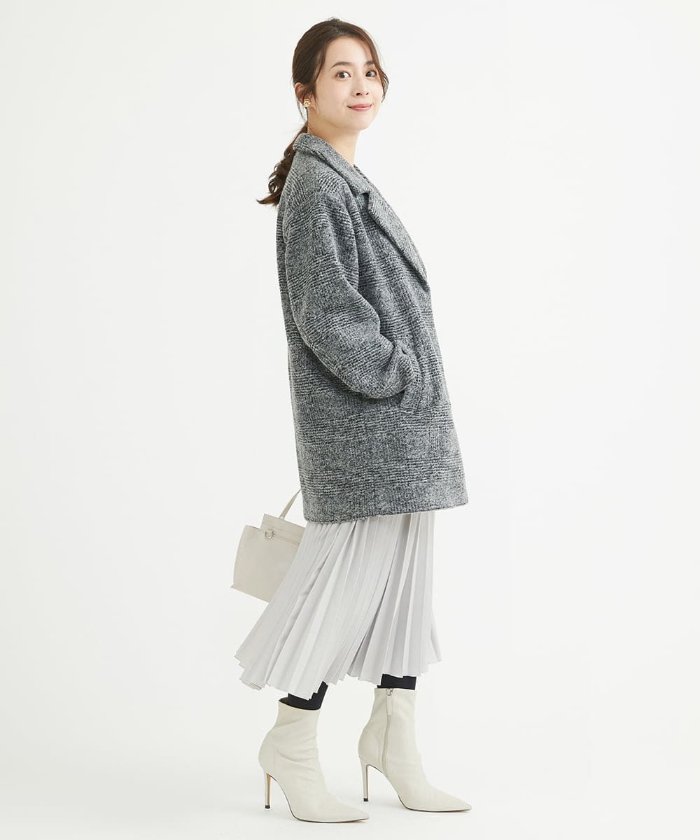 F1FAV01140 MK MICHEL KLEIN(小さいサイズ)(メゾン ドゥ サンク) 【小さいサイズ】ボートネックパフスリーブニット/洗える オレンジ