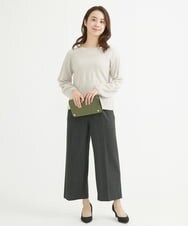 F1FAV01140 MK MICHEL KLEIN(小さいサイズ)(メゾン ドゥ サンク) 【小さいサイズ】ボートネックパフスリーブニット/洗える オレンジ