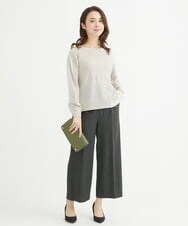 F1FAV01140 MK MICHEL KLEIN(小さいサイズ)(メゾン ドゥ サンク) 【小さいサイズ】ボートネックパフスリーブニット/洗える オレンジ