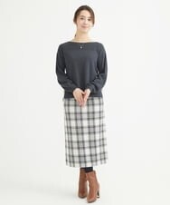 F1FAV01140 MK MICHEL KLEIN(小さいサイズ)(メゾン ドゥ サンク) 【小さいサイズ】ボートネックパフスリーブニット/洗える オレンジ