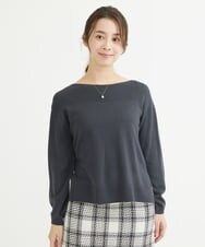 F1FAV01140 MK MICHEL KLEIN(小さいサイズ)(メゾン ドゥ サンク) 【小さいサイズ】ボートネックパフスリーブニット/洗える オレンジ