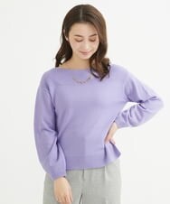 F1FAV01140 MK MICHEL KLEIN(小さいサイズ)(メゾン ドゥ サンク) 【小さいサイズ】ボートネックパフスリーブニット/洗える オレンジ