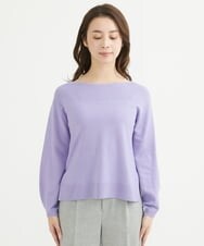 F1FAV01140 MK MICHEL KLEIN(小さいサイズ)(メゾン ドゥ サンク) 【小さいサイズ】ボートネックパフスリーブニット/洗える オレンジ