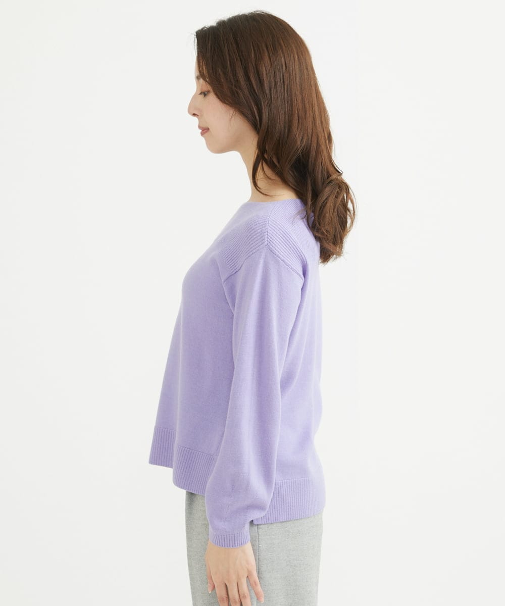 F1FAV01140 MK MICHEL KLEIN(小さいサイズ)(メゾン ドゥ サンク) 【小さいサイズ】ボートネックパフスリーブニット/洗える オレンジ