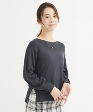 F1FAV01140 MK MICHEL KLEIN(小さいサイズ)(メゾン ドゥ サンク) 【小さいサイズ】ボートネックパフスリーブニット/洗える ダークグレー