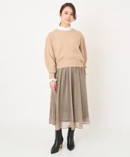 F1FAV02150 MK MICHEL KLEIN(小さいサイズ)(メゾン ドゥ サンク) 【小さいサイズ】ショート丈コクーンスリーブニット/洗える ピンク