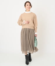 F1FAV02150 MK MICHEL KLEIN(小さいサイズ)(メゾン ドゥ サンク) 【小さいサイズ】ショート丈コクーンスリーブニット/洗える ピンク