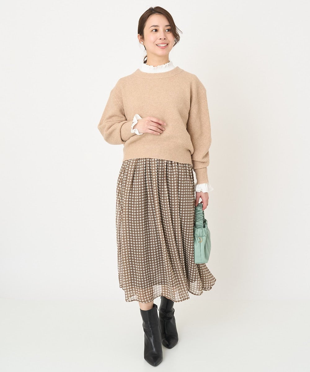 F1FAV02150 MK MICHEL KLEIN(小さいサイズ)(メゾン ドゥ サンク) 【小さいサイズ】ショート丈コクーンスリーブニット/洗える ピンク