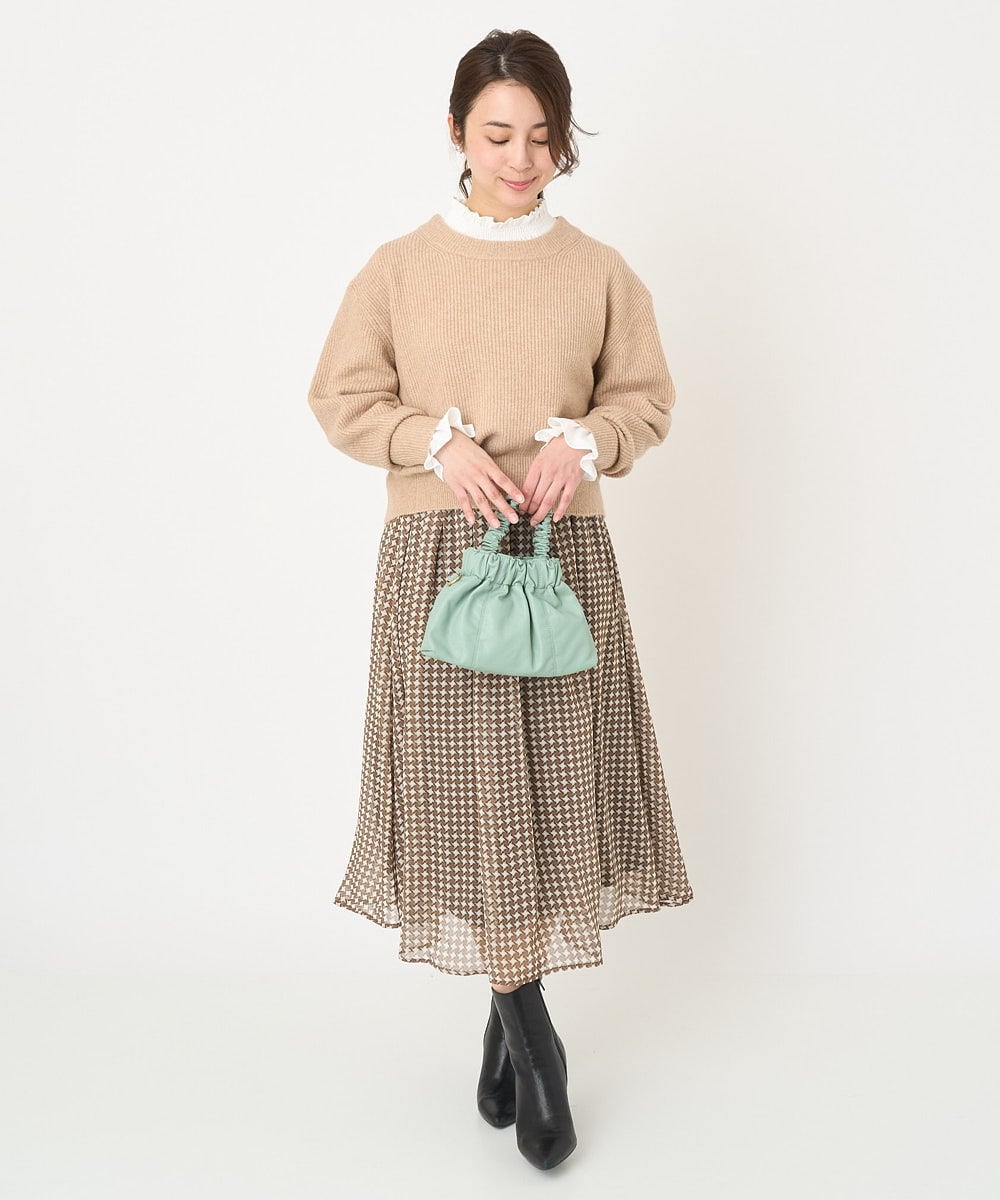 F1FAV02150 MK MICHEL KLEIN(小さいサイズ)(メゾン ドゥ サンク) 【小さいサイズ】ショート丈コクーンスリーブニット/洗える ピンク