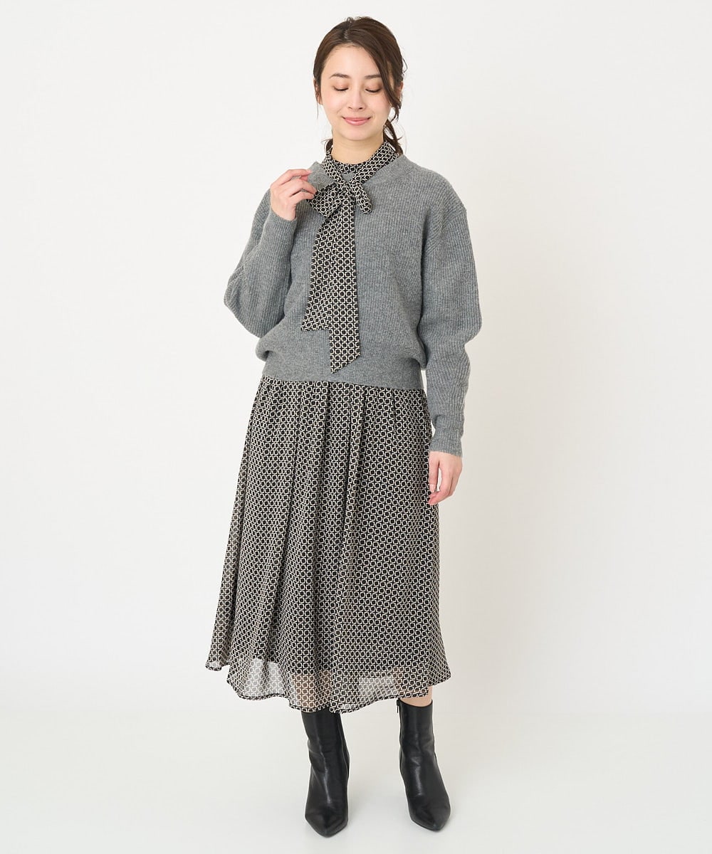 F1FAV02150 MK MICHEL KLEIN(小さいサイズ)(メゾン ドゥ サンク) 【小さいサイズ】ショート丈コクーンスリーブニット/洗える ピンク