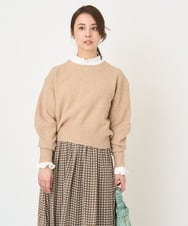 F1FAV02150 MK MICHEL KLEIN(小さいサイズ)(メゾン ドゥ サンク) 【小さいサイズ】ショート丈コクーンスリーブニット/洗える ピンク