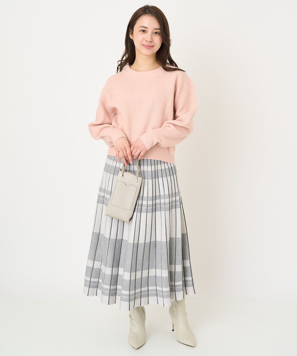 F1FAV02150 MK MICHEL KLEIN(小さいサイズ)(メゾン ドゥ サンク) 【小さいサイズ】ショート丈コクーンスリーブニット/洗える ピンク