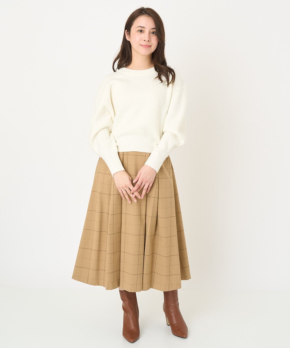 F1FAV02150 MK MICHEL KLEIN(小さいサイズ)(メゾン ドゥ サンク) 【小さいサイズ】ショート丈コクーンスリーブニット/洗える ピンク