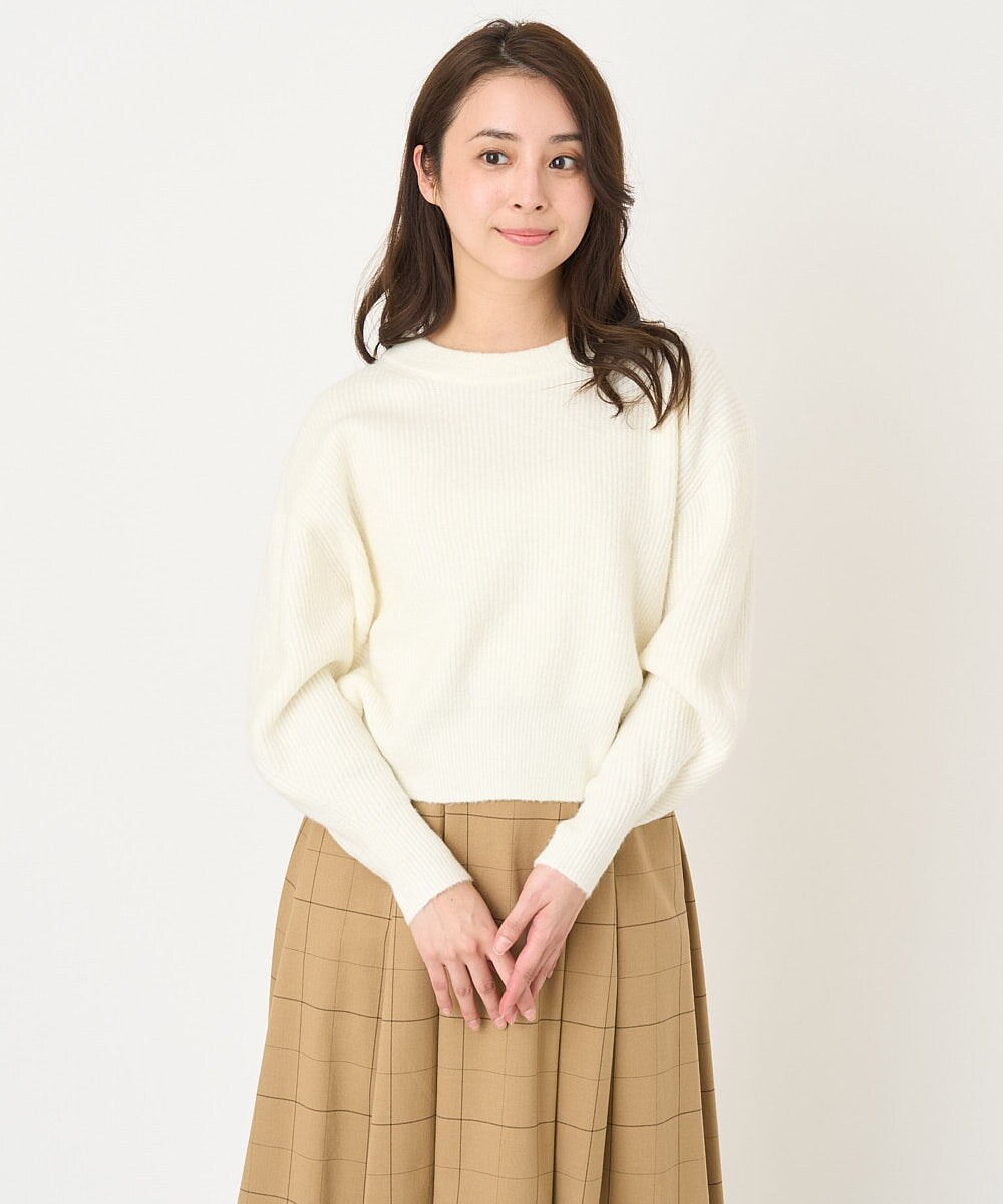 F1FAV02150 MK MICHEL KLEIN(小さいサイズ)(メゾン ドゥ サンク) 【小さいサイズ】ショート丈コクーンスリーブニット/洗える ピンク