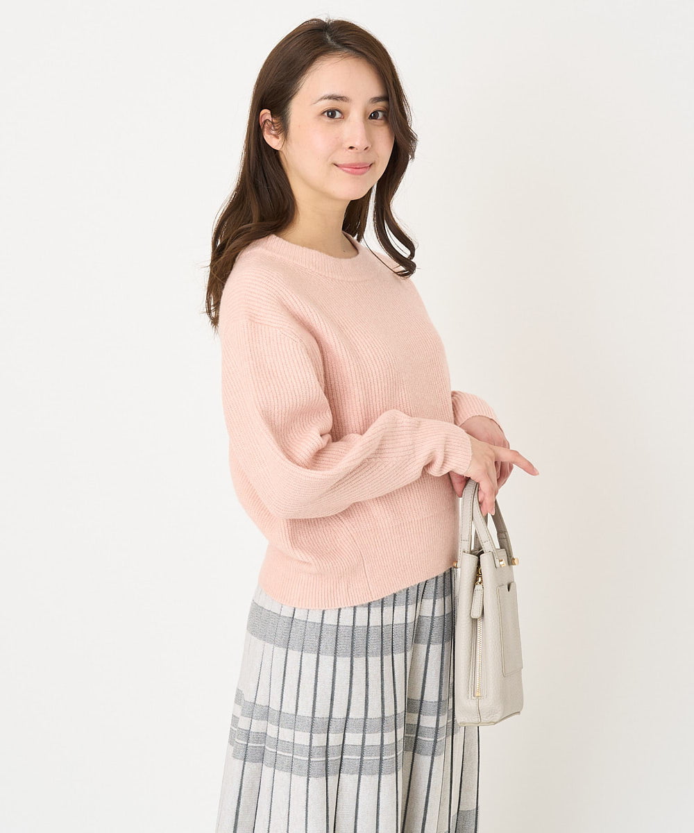F1FAV02150 MK MICHEL KLEIN(小さいサイズ)(メゾン ドゥ サンク) 【小さいサイズ】ショート丈コクーンスリーブニット/洗える ピンク