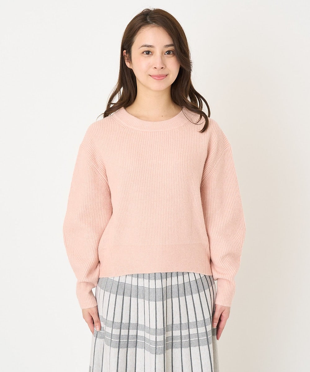 F1FAV02150 MK MICHEL KLEIN(小さいサイズ)(メゾン ドゥ サンク) 【小さいサイズ】ショート丈コクーンスリーブニット/洗える ピンク