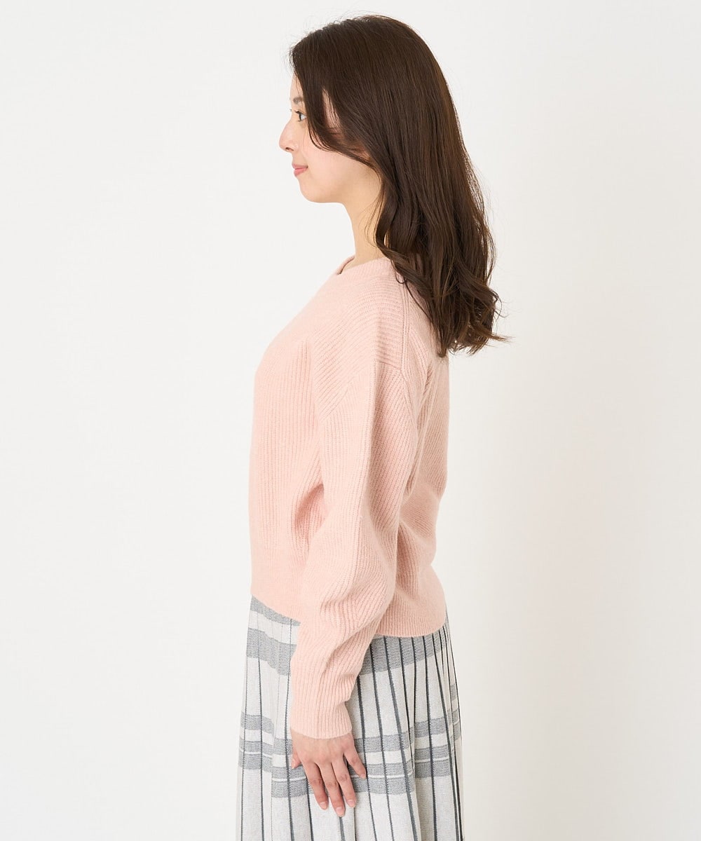 F1FAV02150 MK MICHEL KLEIN(小さいサイズ)(メゾン ドゥ サンク) 【小さいサイズ】ショート丈コクーンスリーブニット/洗える ピンク
