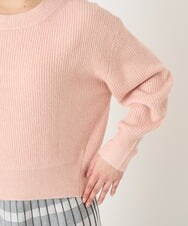 F1FAV02150 MK MICHEL KLEIN(小さいサイズ)(メゾン ドゥ サンク) 【小さいサイズ】ショート丈コクーンスリーブニット/洗える ピンク