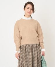 F1FAV02150 MK MICHEL KLEIN(小さいサイズ)(メゾン ドゥ サンク) 【小さいサイズ】ショート丈コクーンスリーブニット/洗える ベージュ