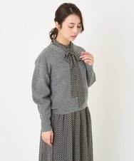 F1FAV02150 MK MICHEL KLEIN(小さいサイズ)(メゾン ドゥ サンク) 【小さいサイズ】ショート丈コクーンスリーブニット/洗える ダークグレー