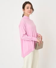 F1FAV04150 MK MICHEL KLEIN(小さいサイズ)(メゾン ドゥ サンク) 【小さいサイズ】ハイネックAラインニットチュニック/洗える ピンク