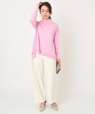 F1FAV04150 MK MICHEL KLEIN(小さいサイズ)(メゾン ドゥ サンク) 【小さいサイズ】ハイネックAラインニットチュニック/洗える ピンク