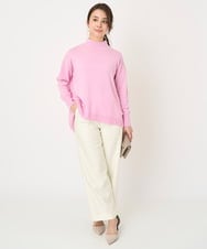 F1FAV04150 MK MICHEL KLEIN(小さいサイズ)(メゾン ドゥ サンク) 【小さいサイズ】ハイネックAラインニットチュニック/洗える ピンク
