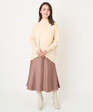 F1FAV04150 MK MICHEL KLEIN(小さいサイズ)(メゾン ドゥ サンク) 【小さいサイズ】ハイネックAラインニットチュニック/洗える ピンク