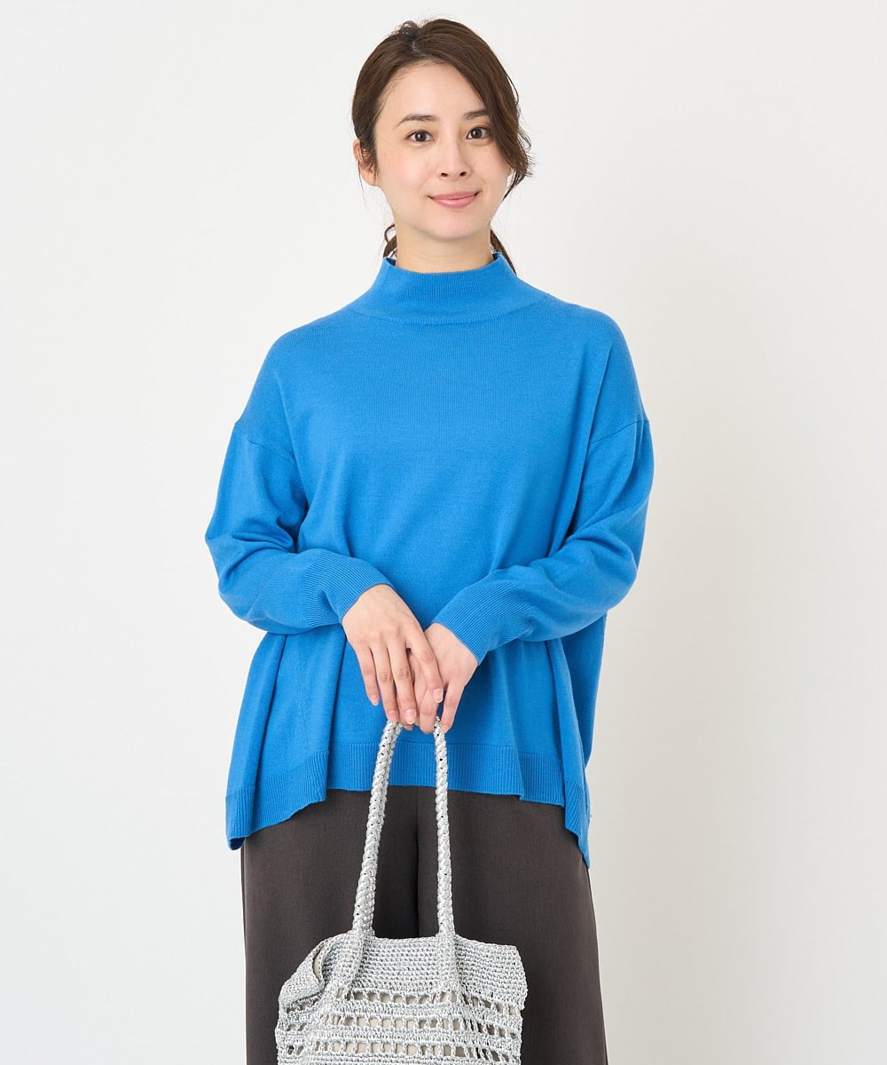 F1FAV04150 MK MICHEL KLEIN(小さいサイズ)(メゾン ドゥ サンク) 【小さいサイズ】ハイネックAラインニットチュニック/洗える ピンク
