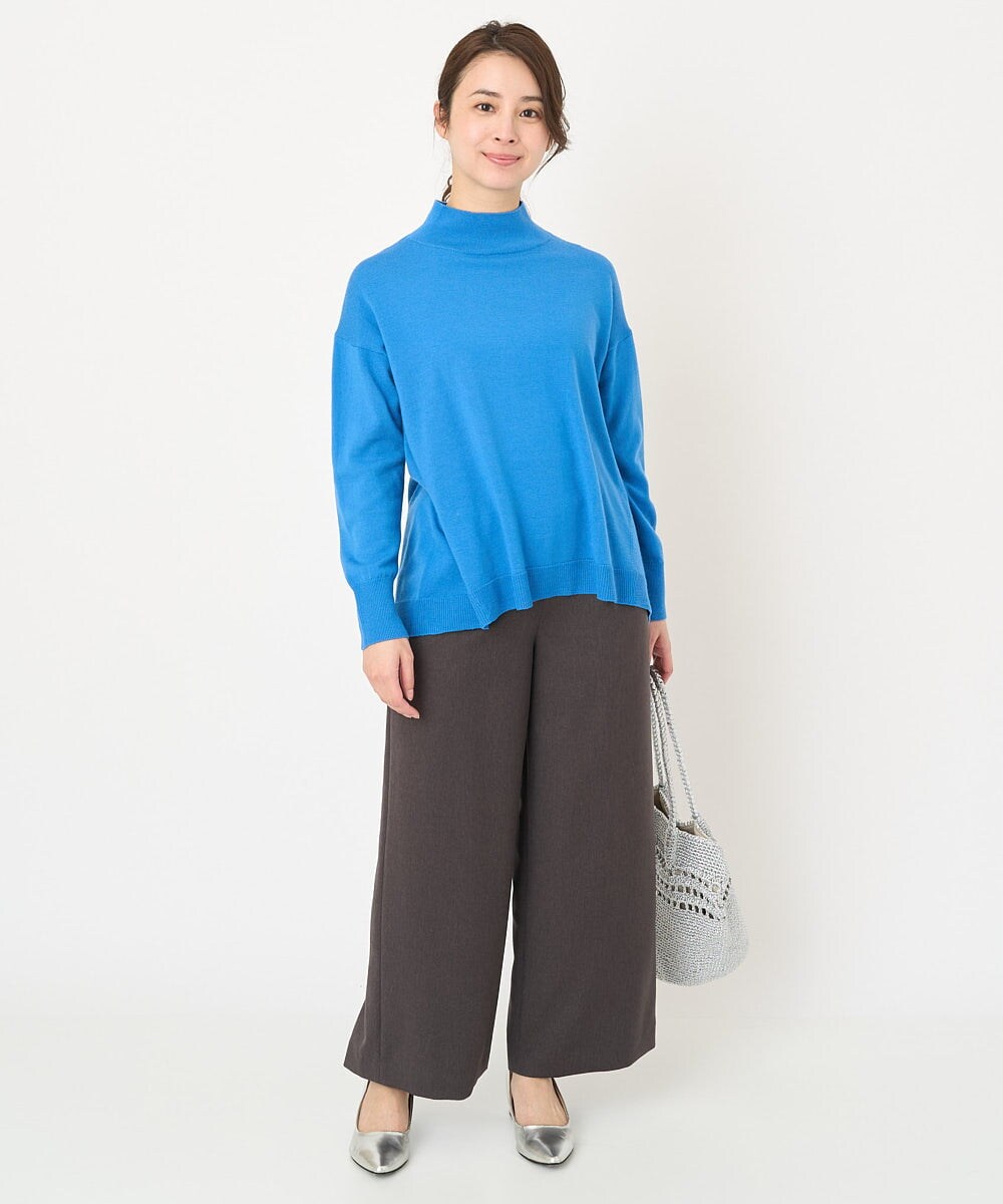 F1FAV04150 MK MICHEL KLEIN(小さいサイズ)(メゾン ドゥ サンク) 【小さいサイズ】ハイネックAラインニットチュニック/洗える ピンク