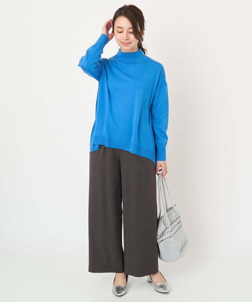 F1FAV04150 MK MICHEL KLEIN(小さいサイズ)(メゾン ドゥ サンク) 【小さいサイズ】ハイネックAラインニットチュニック/洗える ピンク