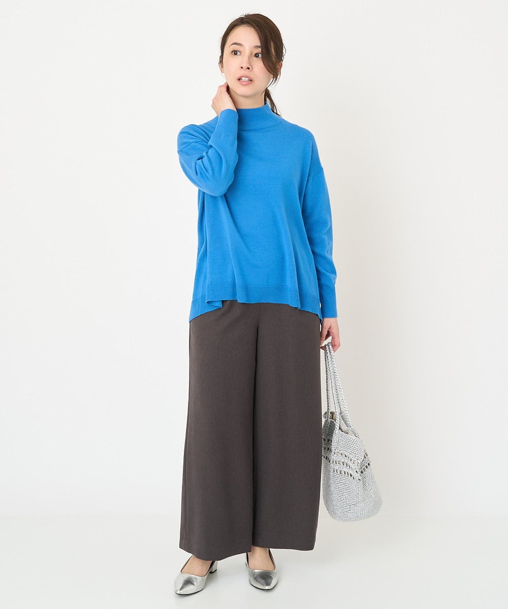 F1FAV04150 MK MICHEL KLEIN(小さいサイズ)(メゾン ドゥ サンク) 【小さいサイズ】ハイネックAラインニットチュニック/洗える ピンク