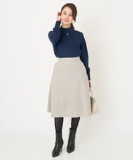 F1FAV04150 MK MICHEL KLEIN(小さいサイズ)(メゾン ドゥ サンク) 【小さいサイズ】ハイネックAラインニットチュニック/洗える ピンク