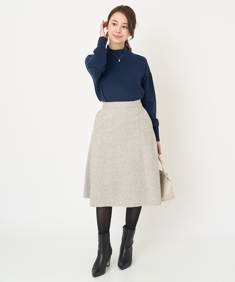 F1FAV04150 MK MICHEL KLEIN(小さいサイズ)(メゾン ドゥ サンク) 【小さいサイズ】ハイネックAラインニットチュニック/洗える ピンク