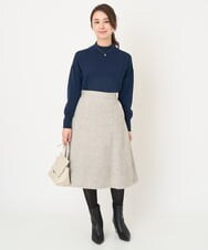 F1FAV04150 MK MICHEL KLEIN(小さいサイズ)(メゾン ドゥ サンク) 【小さいサイズ】ハイネックAラインニットチュニック/洗える ピンク