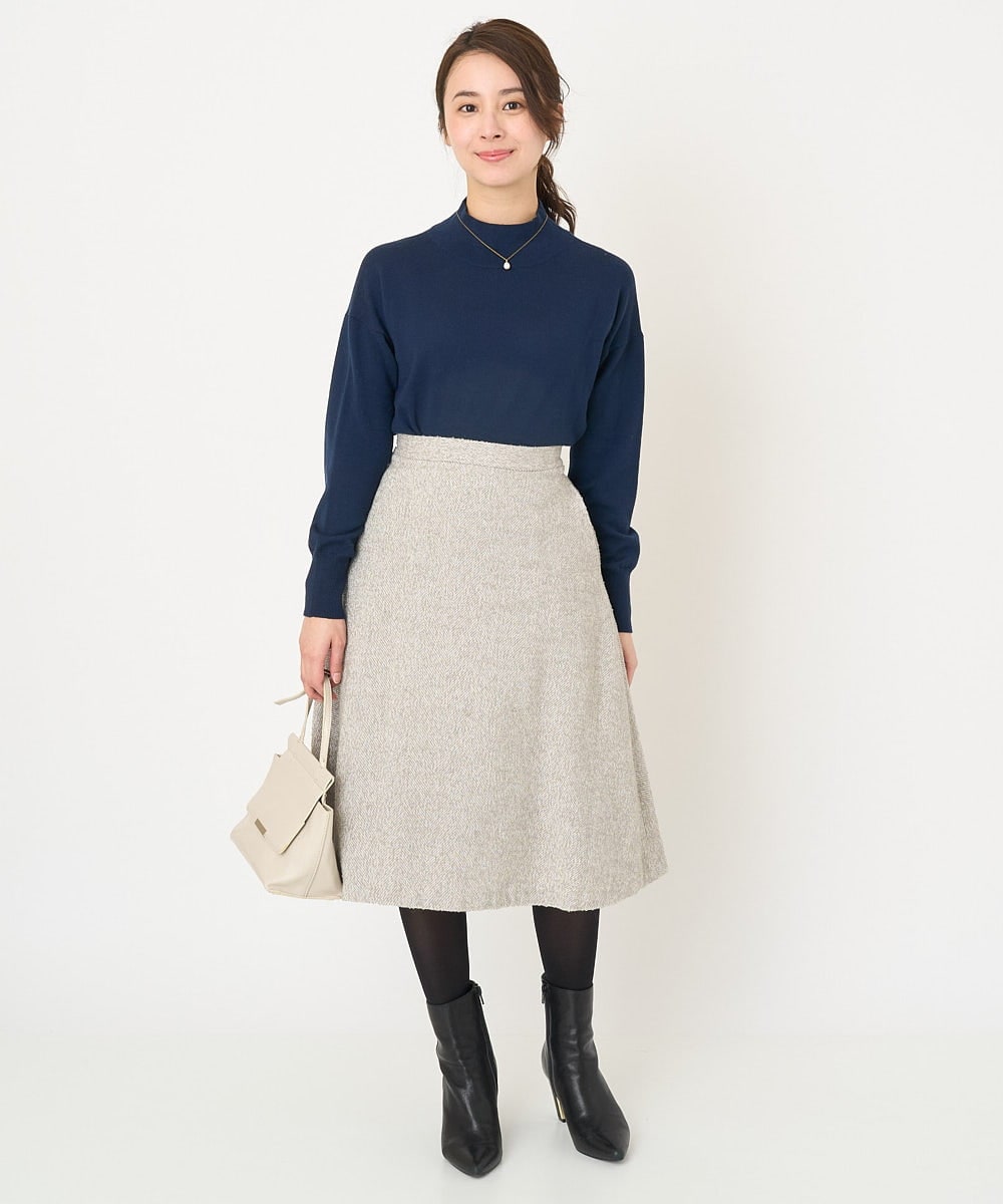 F1FAV04150 MK MICHEL KLEIN(小さいサイズ)(メゾン ドゥ サンク) 【小さいサイズ】ハイネックAラインニットチュニック/洗える ピンク