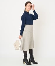F1FAV04150 MK MICHEL KLEIN(小さいサイズ)(メゾン ドゥ サンク) 【小さいサイズ】ハイネックAラインニットチュニック/洗える ピンク
