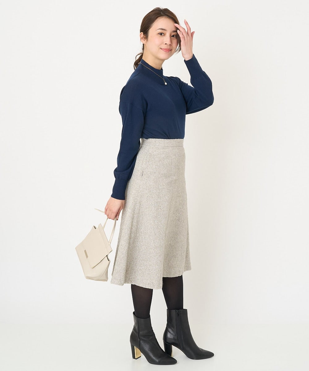 F1FAV04150 MK MICHEL KLEIN(小さいサイズ)(メゾン ドゥ サンク) 【小さいサイズ】ハイネックAラインニットチュニック/洗える ピンク