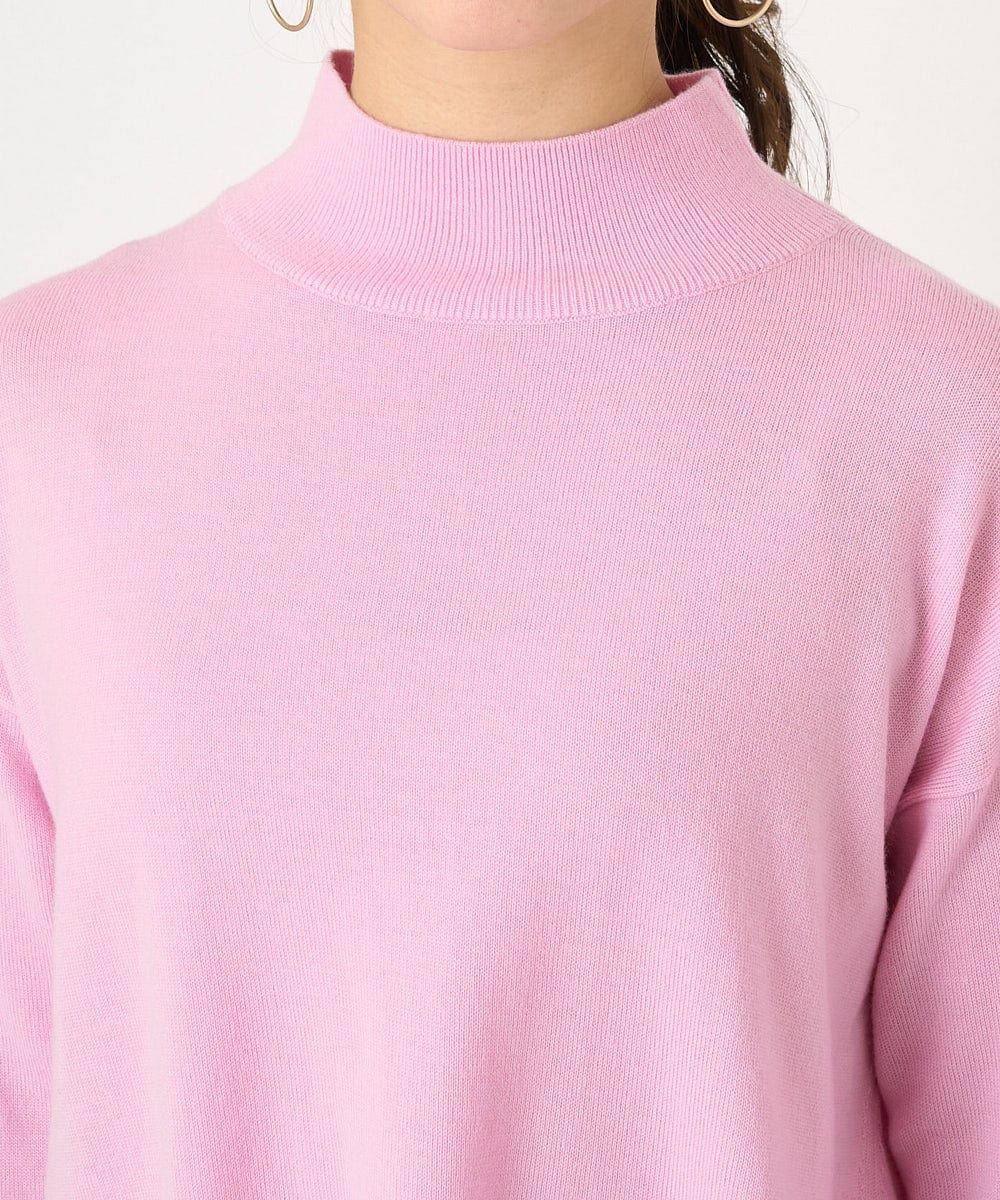 F1FAV04150 MK MICHEL KLEIN(小さいサイズ)(メゾン ドゥ サンク) 【小さいサイズ】ハイネックAラインニットチュニック/洗える ピンク