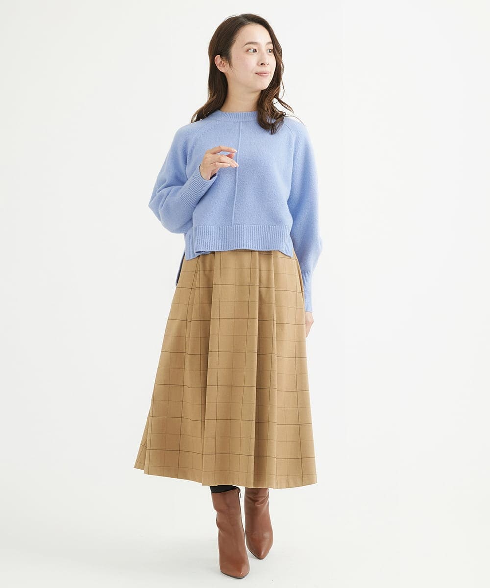 F1FAV08170 MK MICHEL KLEIN(小さいサイズ)(メゾン ドゥ サンク) 【小さいサイズ】ショート丈ウールニット/洗える オレンジ