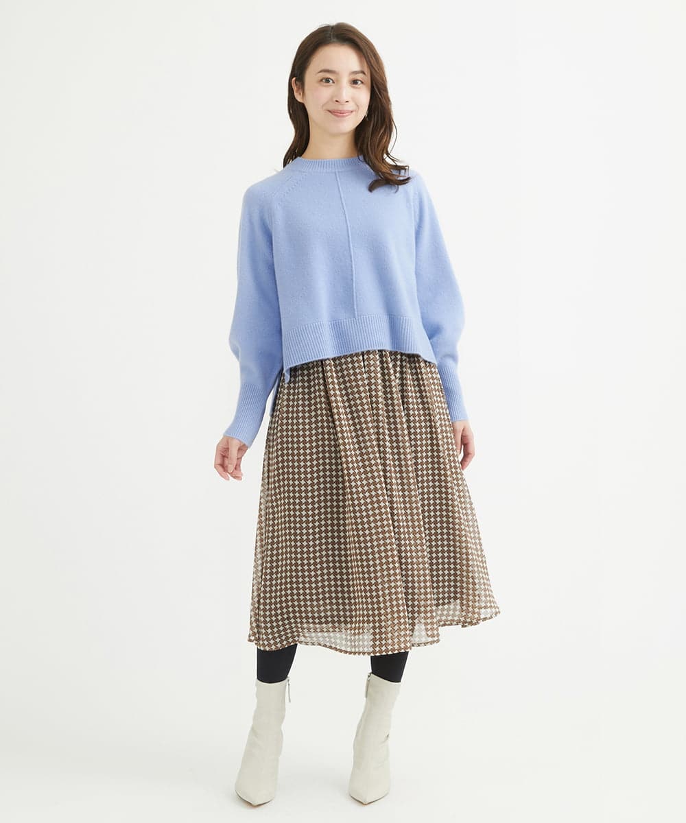 F1FAV08170 MK MICHEL KLEIN(小さいサイズ)(メゾン ドゥ サンク) 【小さいサイズ】ショート丈ウールニット/洗える オレンジ