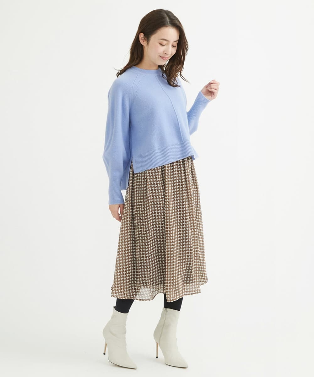 F1FAV08170 MK MICHEL KLEIN(小さいサイズ)(メゾン ドゥ サンク) 【小さいサイズ】ショート丈ウールニット/洗える オレンジ