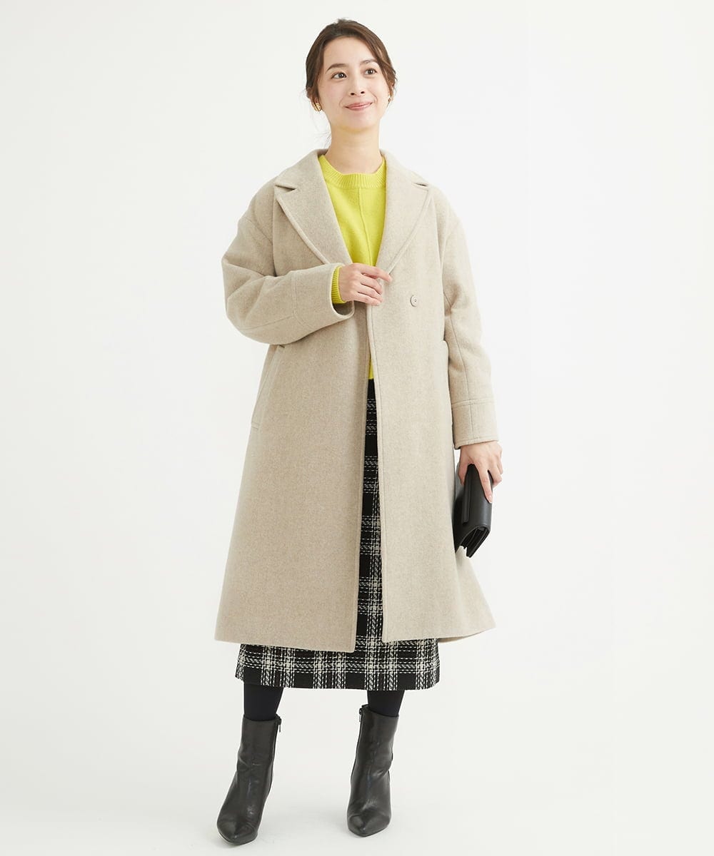 F1FAV08170 MK MICHEL KLEIN(小さいサイズ)(メゾン ドゥ サンク) 【小さいサイズ】ショート丈ウールニット/洗える オレンジ