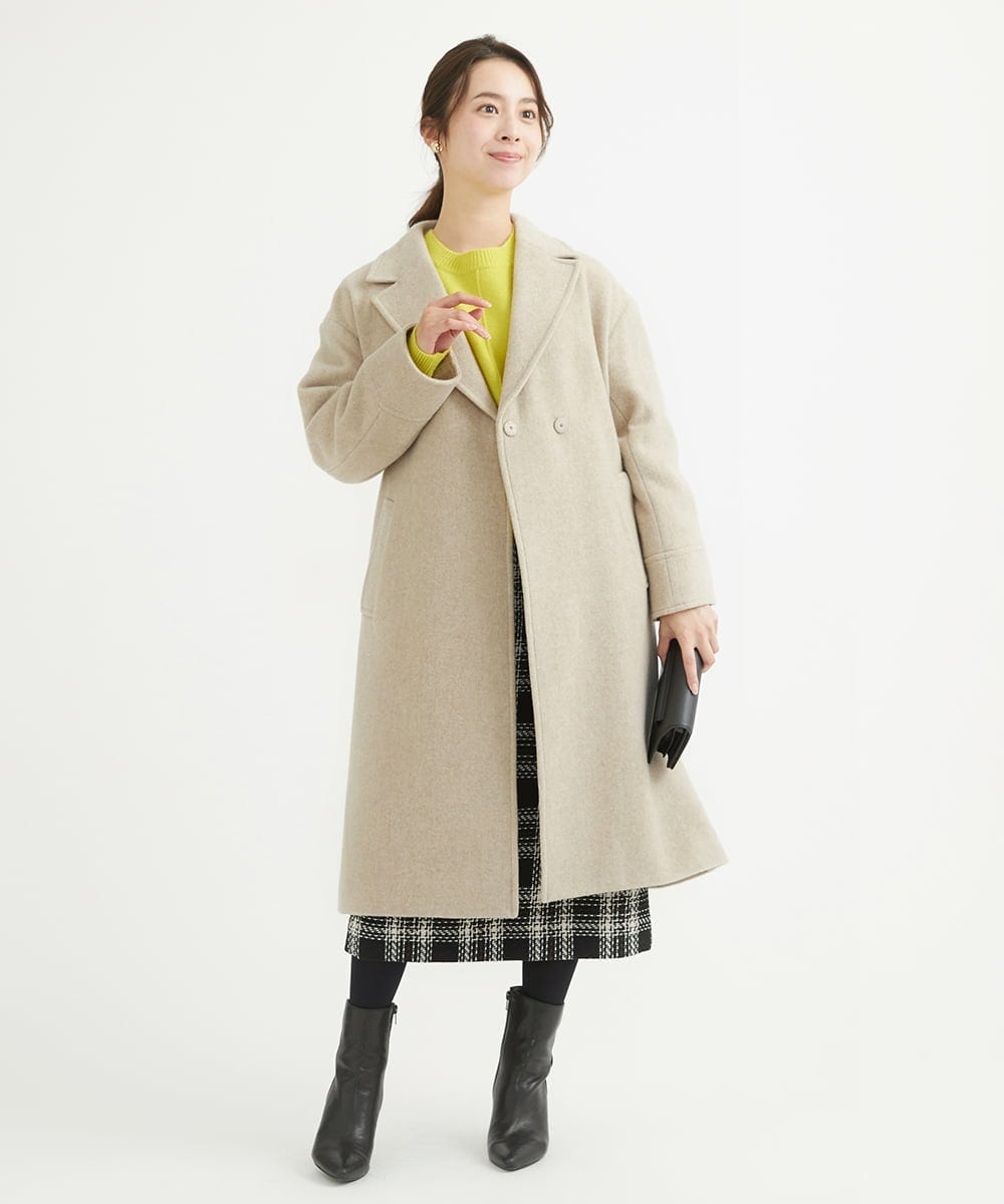 F1FAV08170 MK MICHEL KLEIN(小さいサイズ)(メゾン ドゥ サンク) 【小さいサイズ】ショート丈ウールニット/洗える オレンジ
